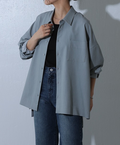 COLONY 2139（コロニートゥーワンスリーナイン）の「メランジ長袖シャツ（シャツ/ブラウス・レディース・ネイビー/グレー/チャコールグレー・FREE）」の14枚目の写真