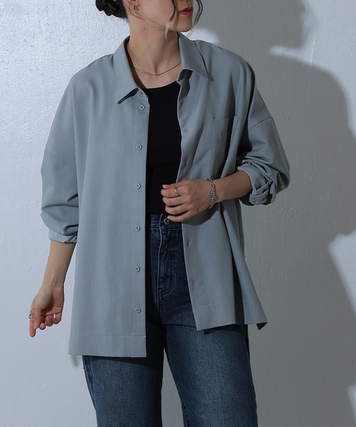 COLONY 2139（コロニートゥーワンスリーナイン）の「メランジ長袖シャツ（シャツ/ブラウス・レディース・ネイビー/グレー/チャコールグレー・FREE）」の15枚目の写真