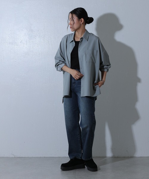 COLONY 2139（コロニートゥーワンスリーナイン）の「メランジ長袖シャツ（シャツ/ブラウス・レディース・ネイビー/グレー/チャコールグレー・FREE）」の19枚目の写真