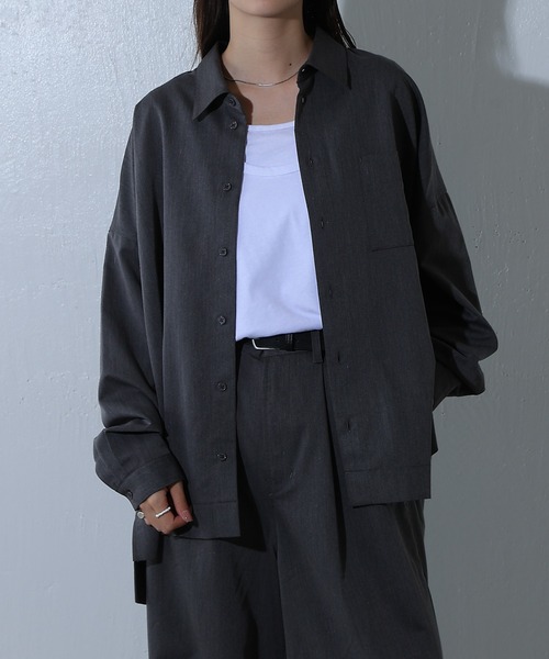 COLONY 2139（コロニートゥーワンスリーナイン）の「メランジ長袖シャツ（シャツ/ブラウス・レディース・ネイビー/グレー/チャコールグレー・FREE）」の4枚目の写真