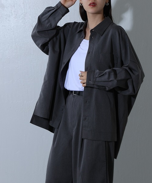 COLONY 2139（コロニートゥーワンスリーナイン）の「メランジ長袖シャツ（シャツ/ブラウス・レディース・ネイビー/グレー/チャコールグレー・FREE）」の6枚目の写真