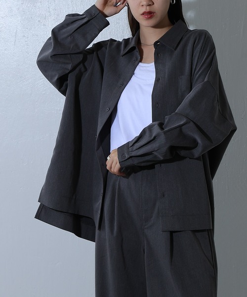 COLONY 2139（コロニートゥーワンスリーナイン）の「メランジ長袖シャツ（シャツ/ブラウス・レディース・ネイビー/グレー/チャコールグレー・FREE）」の7枚目の写真