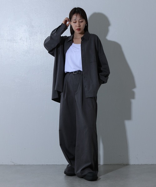 COLONY 2139（コロニートゥーワンスリーナイン）の「メランジ長袖シャツ（シャツ/ブラウス・レディース・ネイビー/グレー/チャコールグレー・FREE）」の11枚目の写真