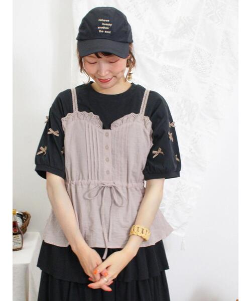 Samansa Mos2（サマンサ モスモス）の「柄アソートレースキャミブラウス（シャツ/ブラウス・レディース・チャコールグレー/ネイビー/オフホワイト/ベージュ・F）」の3枚目の写真