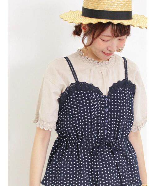 Samansa Mos2（サマンサ モスモス）の「柄アソートレースキャミブラウス（シャツ/ブラウス・レディース・チャコールグレー/ネイビー/オフホワイト/ベージュ・F）」の4枚目の写真