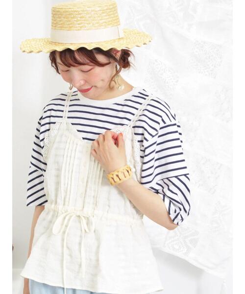 Samansa Mos2（サマンサ モスモス）の「柄アソートレースキャミブラウス（シャツ/ブラウス・レディース・チャコールグレー/ネイビー/オフホワイト/ベージュ・F）」の2枚目の写真