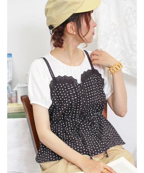 Samansa Mos2（サマンサ モスモス）の「柄アソートレースキャミブラウス（シャツ/ブラウス・レディース・チャコールグレー/ネイビー/オフホワイト/ベージュ・F）」の5枚目の写真