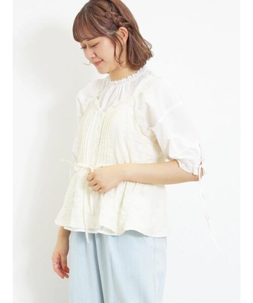 Samansa Mos2（サマンサ モスモス）の「柄アソートレースキャミブラウス（シャツ/ブラウス・レディース・チャコールグレー/ネイビー/オフホワイト/ベージュ・F）」の16枚目の写真