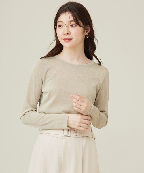 ANY SIS（エニィスィス）の「【洗える】シアーラメ インナー（Tシャツ/カットソー・レディース・ゴールド系/シルバー系・2）」の2枚目の写真