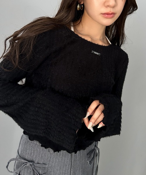 mily bilet(ミウィビレット)の「【mily bilet】高見えロゴプレートがキラリ。前後2WAYリボンデザインニットカーディガン(カーディガン/ボレロ・レディース・レッド/アイボリー/ブラック/チャコールグレー/スモークピンク/ライトブルー・X-LARGE/SMALL/MEDIUM/LARGE)」の20枚目の写真