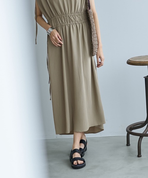 STYLE DELI(スタイルデリ)の「楊柳ドロストギャザーワンピース(ワンピース・レディース・ホワイト系その他/オリーブ・SMALL/MEDIUM)」の5枚目の写真
