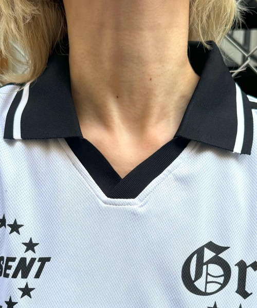 ILL'S(イルズ)の「【ILL'S】ブロークコア 襟付きサッカーユニフォーム ロンT(Tシャツ/カットソー・メンズ・ホワイト/ネイビー/ブラック/ワイン・M/L)」の5枚目の写真
