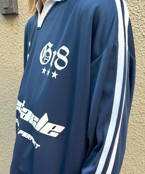 ILL'S(イルズ)の「【ILL'S】ブロークコア 襟付きサッカーユニフォーム ロンT(Tシャツ/カットソー・メンズ・ホワイト/ネイビー/ブラック/ワイン・M/L)」の13枚目の写真
