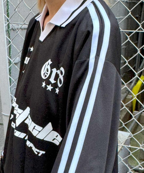 ILL'S(イルズ)の「【ILL'S】ブロークコア 襟付きサッカーユニフォーム ロンT(Tシャツ/カットソー・メンズ・ホワイト/ネイビー/ブラック/ワイン・M/L)」の18枚目の写真