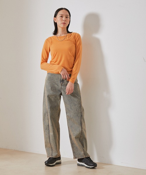 NERGY（ナージー）の「【保湿加工＆ストレッチ】カーブワイドデニム（デニムパンツ・レディース・ベージュ/ブルー系その他・M/S）」の8枚目の写真