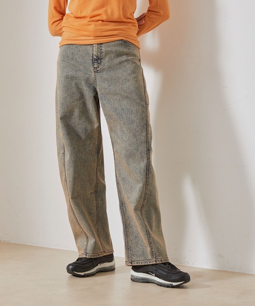 NERGY（ナージー）の「【保湿加工＆ストレッチ】カーブワイドデニム（デニムパンツ・レディース・ベージュ/ブルー系その他・M/S）」の3枚目の写真