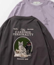 【Power To The People/パワー・トゥ・ザ・ピープル】「GHOSTS/CATS」 ワンポイント ロゴプリント&バックBIGイラスト 刺繍デザイン ロングスリーブTシャツ/ロンT