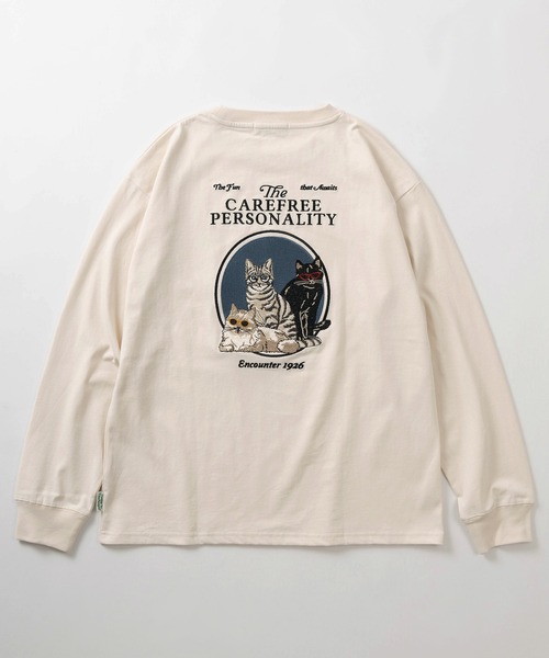 POWER TO THE PEOPLE(パワートゥーザピープル)の「【Power To The People/パワー・トゥ・ザ・ピープル】「GHOSTS/CATS」 ワンポイント ロゴプリント&バックBIGイラスト 刺繍デザイン ロングスリーブTシャツ/ロンT(Tシャツ/カットソー・レディース・ライム/チャコールグレー/ホワイト/ブラック/キナリ/ラベンダー・L/M/XL)」の18枚目の写真