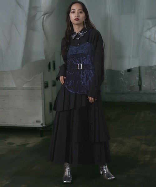 HARE(ハレ)の「ベロア*レースビスチェ(HARE)(ベスト・レディース・ブラック/グレー/ネイビー・FREE)」の7枚目の写真