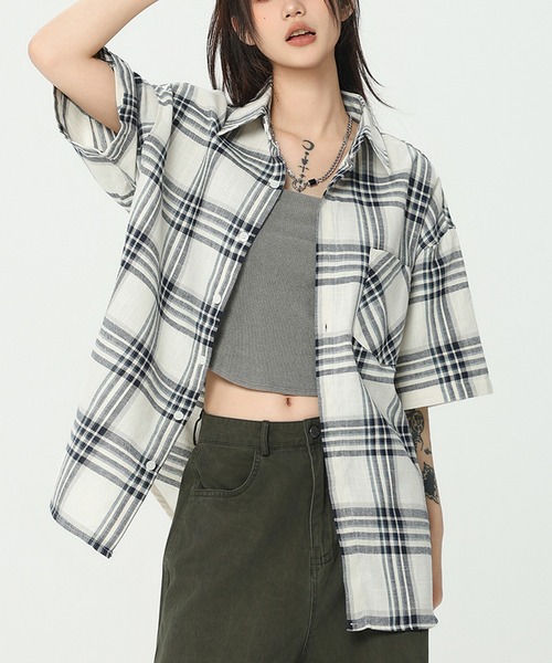 GENXDER(ノンジェンダー)の「【GENXDER】コットンワイドチェックシャツ (SS)(シャツ/ブラウス・メンズ・その他・LARGE/X-LARGE/XX-LARGE)」の3枚目の写真