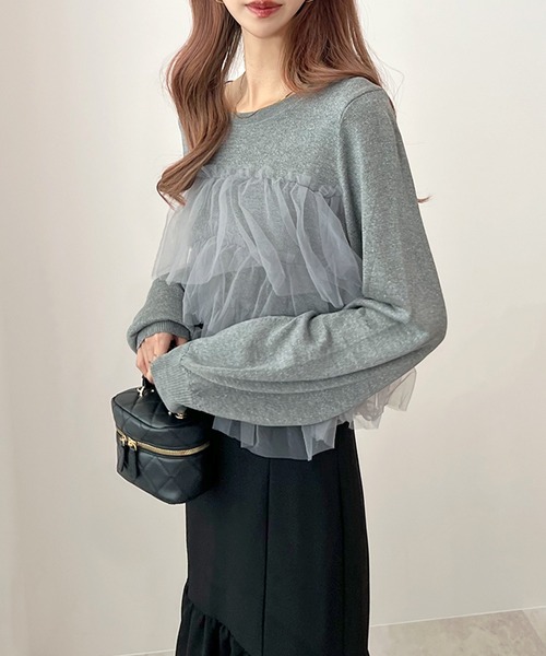 Futier land(フューティアランド)の「チュールドッキングラメニットトップス(ニット/セーター・レディース・ブラック/グレー・MEDIUM/LARGE)」の20枚目の写真