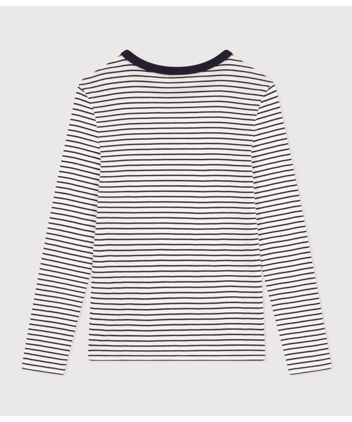 PETIT BATEAU（プチバトー）の「長袖Ｔシャツ（Tシャツ/カットソー・レディース・ホワイト×ネイビー・XX-SMALL/X-SMALL/SMALL/MEDIUM/LARGE）」の2枚目の写真