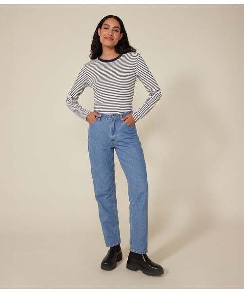 PETIT BATEAU（プチバトー）の「長袖Ｔシャツ（Tシャツ/カットソー・レディース・ホワイト×ネイビー・XX-SMALL/X-SMALL/SMALL/MEDIUM/LARGE）」の6枚目の写真