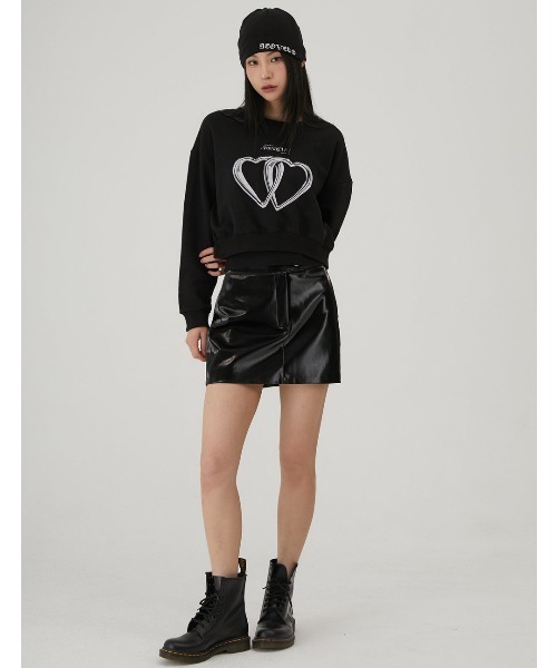 トレーナー スウェット A'GEM/9 × .kom 「ACOVER/オコボ」 Two Hert Silver Ring Crop Sweats sh A'GEM/9 × .kom 『ACOVER/オコボ』 Two Hert Silver Ring Crop