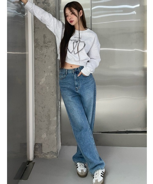 トレーナー スウェット A'GEM/9 × .kom 「ACOVER/オコボ」 Two Hert Silver Ring Crop Sweats sh A'GEM/9 × .kom 『ACOVER/オコボ』 Two Hert Silver Ring Crop