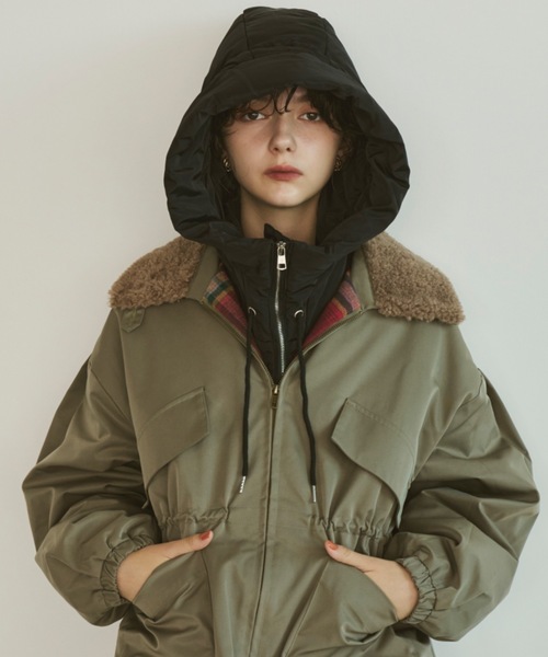 Unitage（ユニテージ）の「【入荷禁止】中綿フードウォーマー（ネックウォーマー/スヌード・レディース・ホワイト/ブラック・FREE）」の6枚目の写真