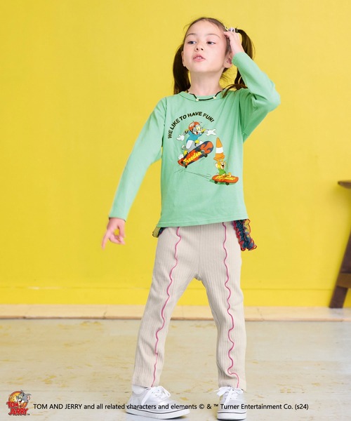 MARKEY'S（マーキーズ）の「【トムとジェリー】別注プリントロンT（Tシャツ/カットソー・キッズ・オフホワイト/チャコール/ライム・80/90/95/100/110/120/130/140/150）」の4枚目の写真