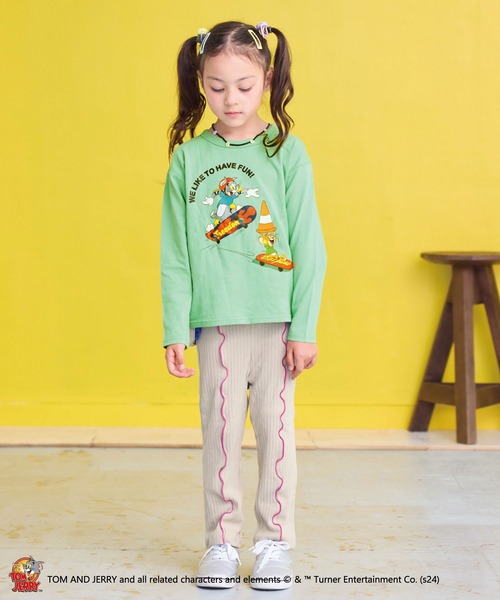 MARKEY'S（マーキーズ）の「【トムとジェリー】別注プリントロンT（Tシャツ/カットソー・キッズ・オフホワイト/チャコール/ライム・80/90/95/100/110/120/130/140/150）」の5枚目の写真