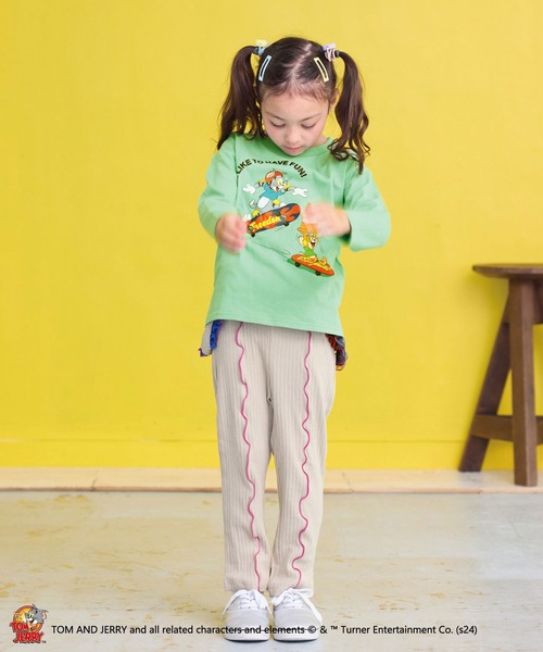 MARKEY'S（マーキーズ）の「【トムとジェリー】別注プリントロンT（Tシャツ/カットソー・キッズ・オフホワイト/チャコール/ライム・80/90/95/100/110/120/130/140/150）」の6枚目の写真