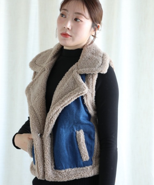 aimoha(アイモハ)の「【Aimoha】秋冬のノースリーブファーベスト (AW)(ベスト・レディース・インディゴブルー・SMALL/MEDIUM/LARGE/X-LARGE)」の4枚目の写真