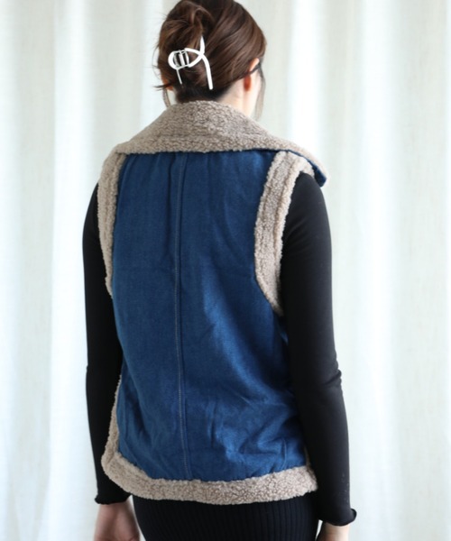 aimoha(アイモハ)の「【Aimoha】秋冬のノースリーブファーベスト (AW)(ベスト・レディース・インディゴブルー・SMALL/MEDIUM/LARGE/X-LARGE)」の5枚目の写真