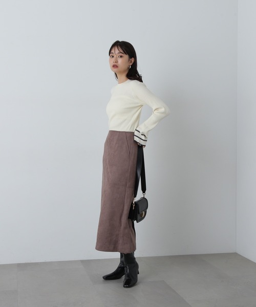 N.（N. Natural Beauty Basic）（エヌエヌナチュラルビューティーベーシック）の「◆バイカラーラインフレアスリーブニット（ニット/セーター・レディース・オフホワイト/グレー/グリーン・MEDIUM）」の11枚目の写真