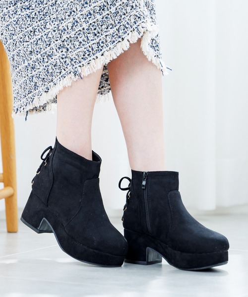 バックレースアップショートブーツ（ブーツ）｜attagirl（アタガール