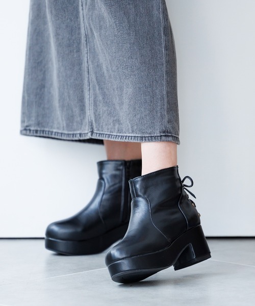 バックレースアップショートブーツ（ブーツ）｜attagirl（アタガール