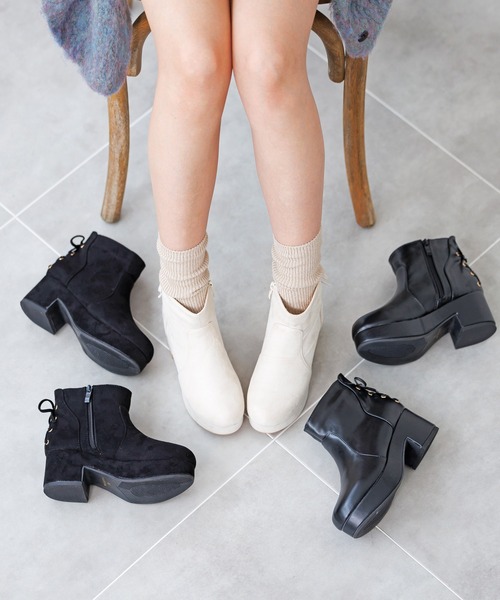 バックレースアップショートブーツ（ブーツ）｜attagirl（アタガール