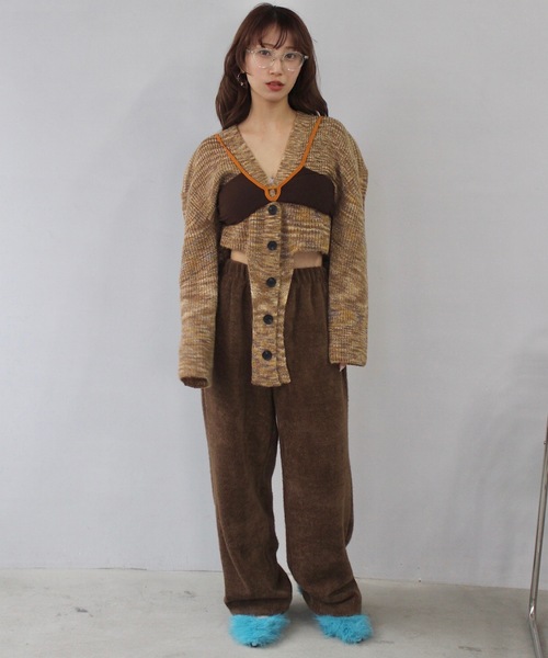 SANSeLF（サンセルフ）の「ウォームドロストニットパンツ【SANSeLF 】sanw24a037（その他パンツ・レディース・ブラウン/ライトイエロー・FREE）」の3枚目の写真