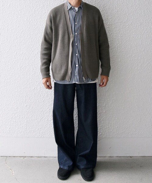 SHIPS any（シップス エニィ）の「SHIPS any:〈手洗い可能〉畦編み ドライバーズ Vネック ショート ジップ カーディガン◇（カーディガン/ボレロ・メンズ・ブラック/ブラウン/ダークグレー/ベージュ・MEDIUM/LARGE）」の5枚目の写真