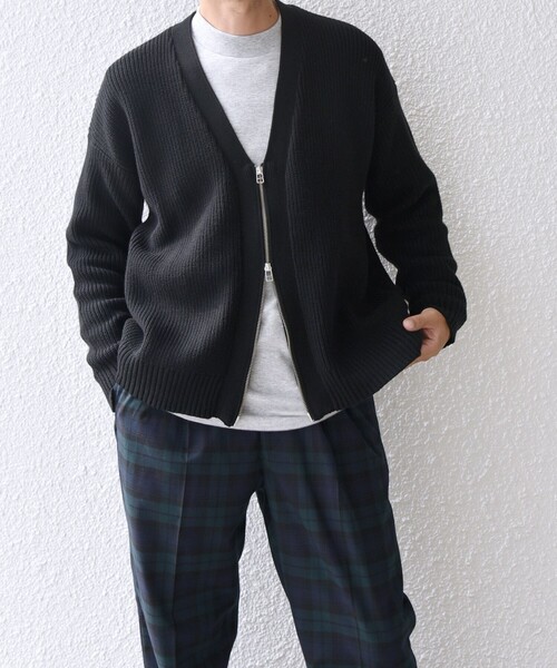 SHIPS any（シップス エニィ）の「SHIPS any:〈手洗い可能〉畦編み ドライバーズ Vネック ショート ジップ カーディガン◇（カーディガン/ボレロ・メンズ・ブラック/ブラウン/ダークグレー/ベージュ・MEDIUM/LARGE）」の13枚目の写真