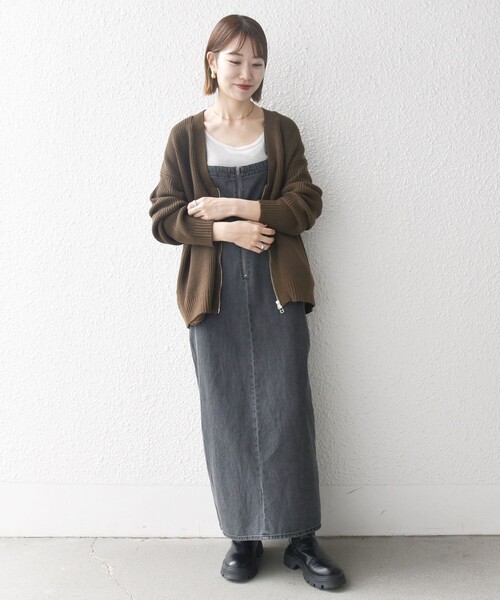 SHIPS any（シップス エニィ）の「SHIPS any:〈手洗い可能〉畦編み ドライバーズ Vネック ショート ジップ カーディガン◇（カーディガン/ボレロ・メンズ・ブラック/ブラウン/ダークグレー/ベージュ・MEDIUM/LARGE）」の22枚目の写真