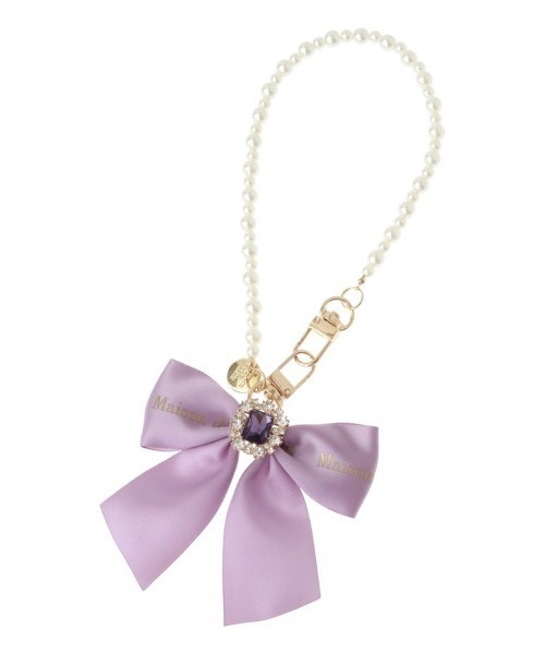 Maison de FLEUR（メゾンドフルール）の「EC限定ビジューリボンパールストラップ（チャーム・レディース・サーモンピンク/グリーン/レッド/ピンク/ラベンダー/イエロー/サックスブルー/ライトピンク・FREE）」の4枚目の写真