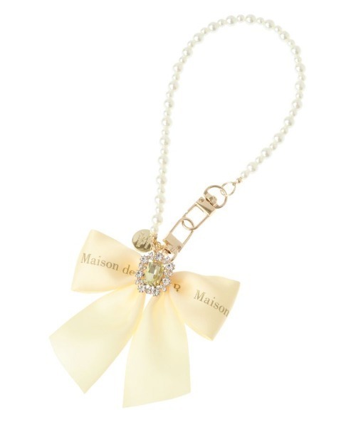 Maison de FLEUR（メゾンドフルール）の「EC限定ビジューリボンパールストラップ（チャーム・レディース・サーモンピンク/グリーン/レッド/ピンク/ラベンダー/イエロー/サックスブルー/ライトピンク・FREE）」の5枚目の写真