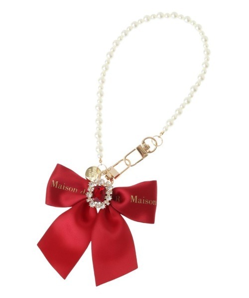 Maison de FLEUR（メゾンドフルール）の「EC限定ビジューリボンパールストラップ（チャーム・レディース・サーモンピンク/グリーン/レッド/ピンク/ラベンダー/イエロー/サックスブルー/ライトピンク・FREE）」の21枚目の写真