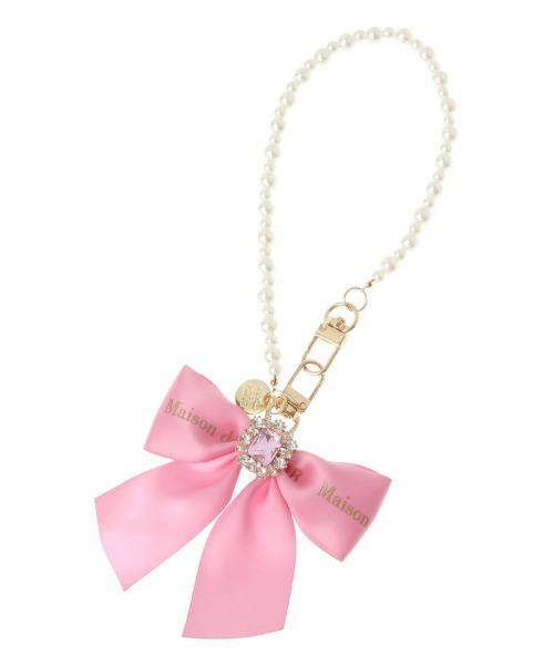 Maison de FLEUR（メゾンドフルール）の「EC限定ビジューリボンパールストラップ（チャーム・レディース・サーモンピンク/グリーン/レッド/ピンク/ラベンダー/イエロー/サックスブルー/ライトピンク・FREE）」の13枚目の写真