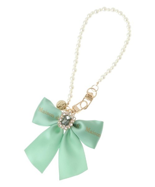 Maison de FLEUR（メゾンドフルール）の「EC限定ビジューリボンパールストラップ（チャーム・レディース・サーモンピンク/グリーン/レッド/ピンク/ラベンダー/イエロー/サックスブルー/ライトピンク・FREE）」の15枚目の写真