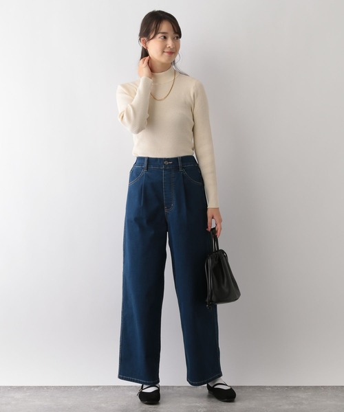 GLOBAL WORK Smile Seed Store（グローバルワーク スマイルシードストア）の「なめらかリブハイネック/116035（ニット/セーター・レディース・ブラック系その他/杢グレー/ブラック/ホワイト×ブラック/ホワイト系その他6/アイボリー/モカ/ブルー系その他6・LARGE/MEDIUM/X-LARGE/SMALL）」の14枚目の写真