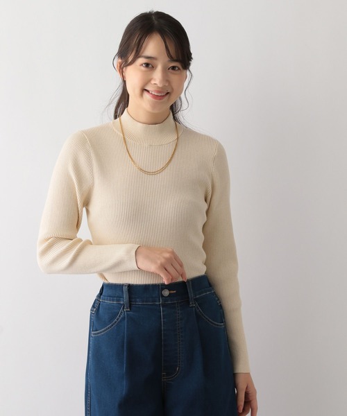 GLOBAL WORK Smile Seed Store（グローバルワーク スマイルシードストア）の「なめらかリブハイネック/116035（ニット/セーター・レディース・ブラック系その他/杢グレー/ブラック/ホワイト×ブラック/ホワイト系その他6/アイボリー/モカ/ブルー系その他6・LARGE/MEDIUM/X-LARGE/SMALL）」の16枚目の写真